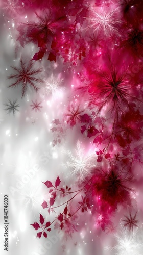 Floral Fantasy: A symphony of vibrant pink and delicate white floral elements dance across the canvas, conjuring a sense of whimsy and ethereal beauty. 