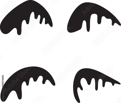 Set of abstract black dripping liquid shapes vector illustration on a transparent background, organic flowing graphic elements for modern design projects, perfect for graphic designers and artists