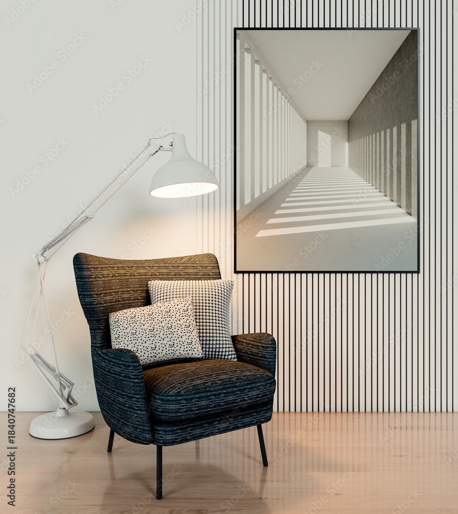 Fototapeta premium Large luxury modern bright interiors Living room mockup illustration 3D rendering image