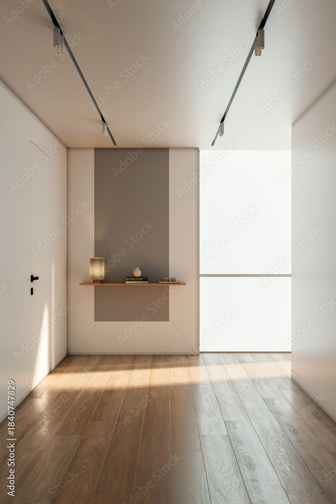 Fototapeta premium Large luxury modern bright interiors Living room mockup illustration 3D rendering image