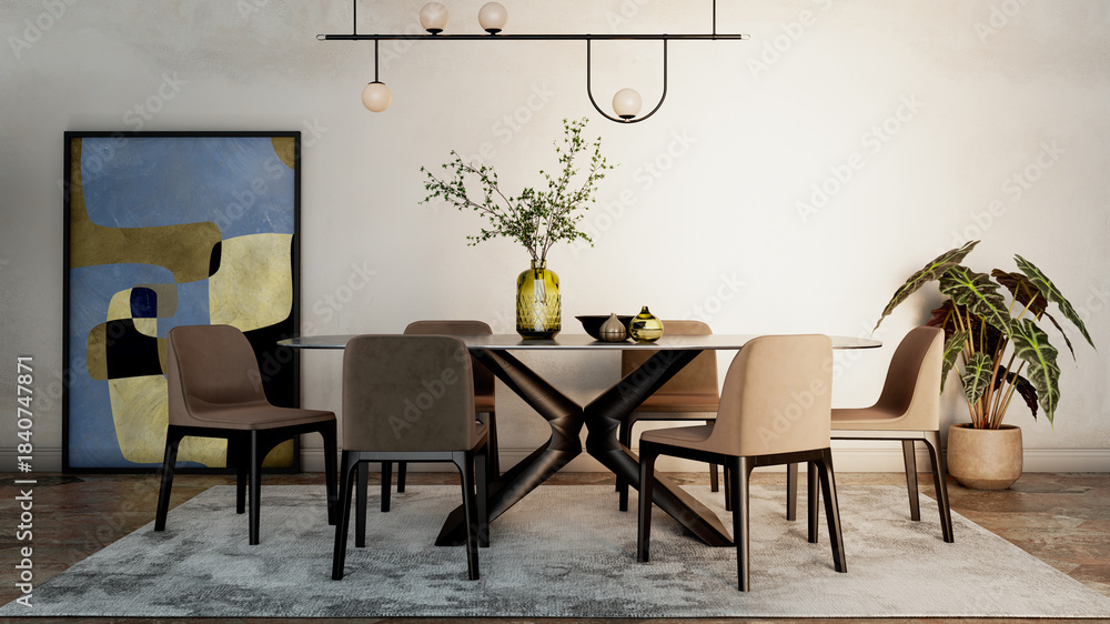 Naklejka premium Large luxury modern bright interiors Living room mockup illustration 3D rendering image