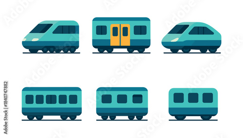 Train transportation, flat vector illustration, rail, vehicles, modern design