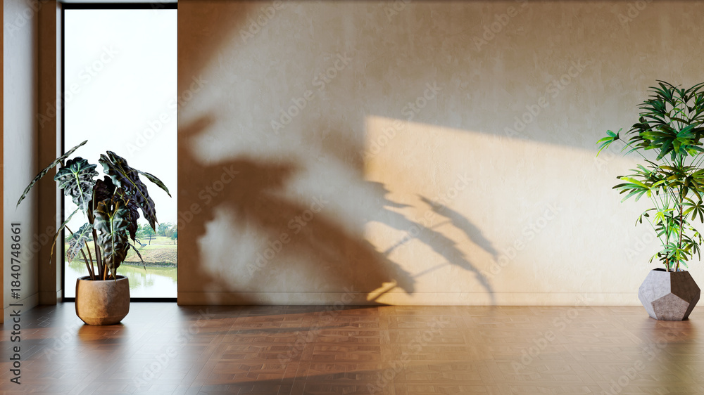 Naklejka premium Large luxury modern bright interiors Living room mockup illustration 3D rendering image