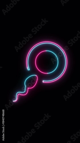 Sperm neon icon video animation for apps and websites