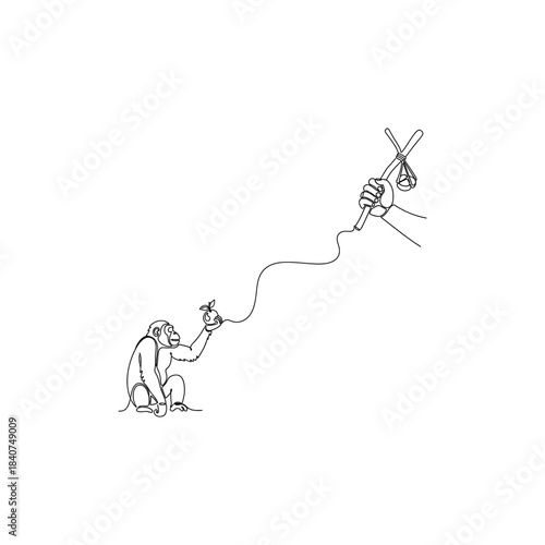 Monkey Reaches for Banana Bait
