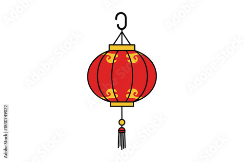 Traditional red chinese lantern with tassel decoration