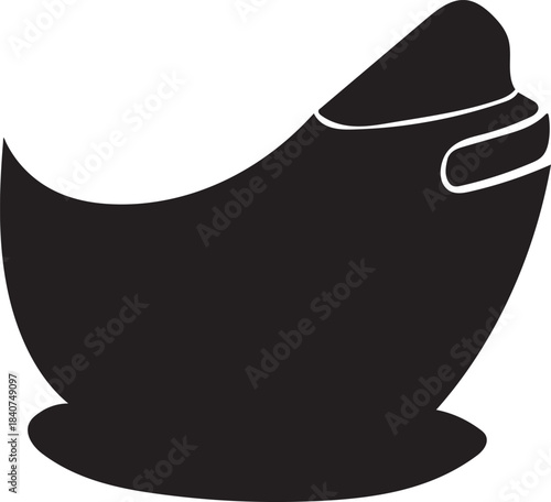 Black silhouette vector design of a traditional grinding bowl, ideal for culinary and kitchen-themed graphic assets with a transparent background, perfect for various design projects