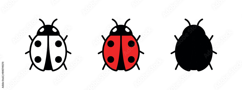 Fototapeta premium A ladybug illustration in a minimalist style, showing its black spots and red wings.