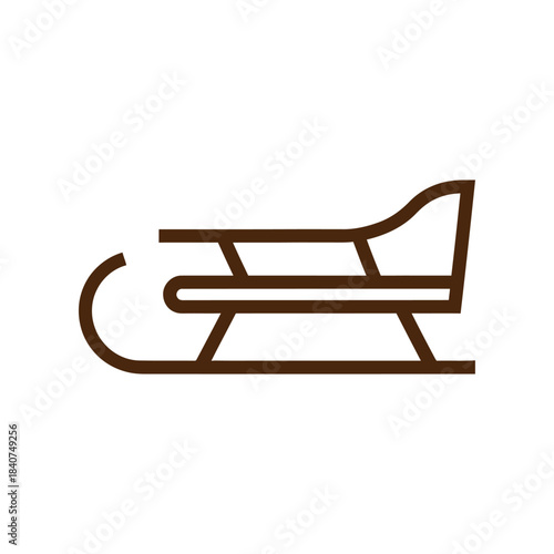 A minimalist vector illustration of a sled, perfect for winter sports and snowy weather.