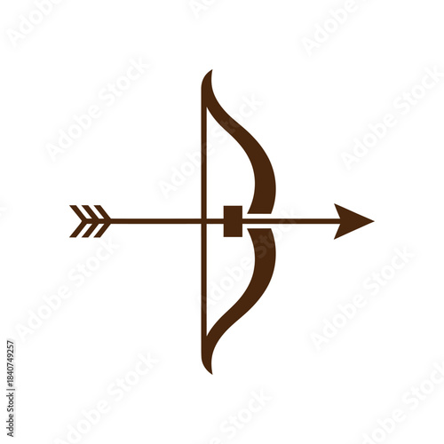 A simple and elegant bow and arrow illustration, with a wooden color design.