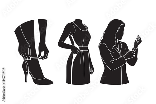 Fashion illustration of women s apparel and accessories