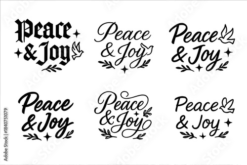 Peace & Joy Calligraphy. Peace & Joy. Create a calligraphy lettering illustration of the phrase: Peace & Joy.