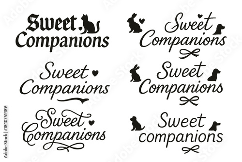 Calligraphy with Companions. Sweet Companions. Create a calligraphy lettering illustration of the phrase: