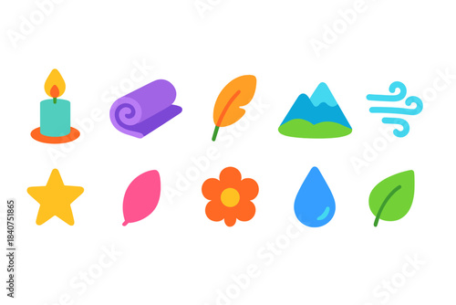 Relaxation, wellness linear icon set. Spa, meditation, nature icons in line style