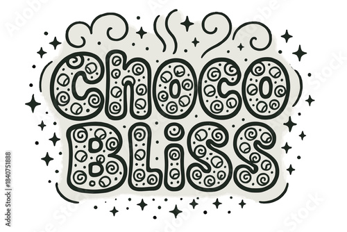 Choco Bliss Art. Choco Bliss ? Decorative Display Lettering, bubbly letters filled with tiny marshmallow and