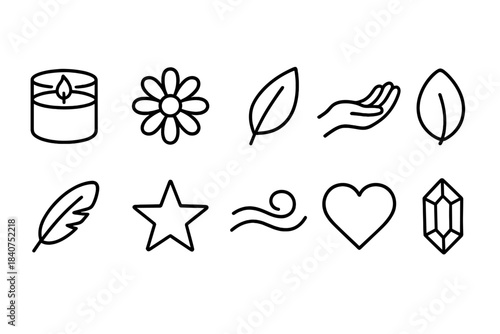 Nature, wellness line icon set. Health, relaxation, mindfulness icons outline collection
