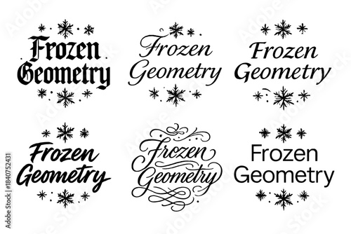 Frozen Geometry Styles. Frozen Geometry. Create a calligraphy lettering illustration of the phrase: Frozen