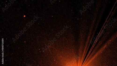 Cinematic dust and tiny particles floating slowly in dark space with subtle light beams, seamless HD 4K loop atmospheric black background for film scenes