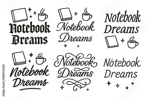 Notebook Dreams Calligraphy. Notebook Dreams. Create a calligraphy lettering illustration of the phrase: