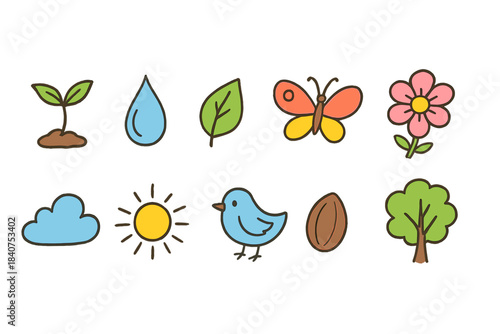 Nature, environment filled icon set. Eco-friendly, organic icons collection.