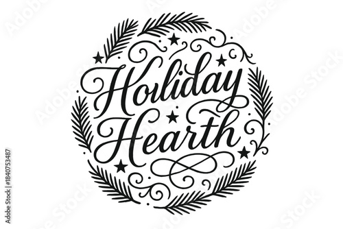 Holiday Hearth Flourish. Holiday Hearth ? Flourish Lettering with elegant looping swashes and soft serif