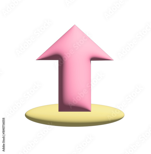 3D Vector Pink Up Arrow Icon Upload Growth Increase Symbol Concept