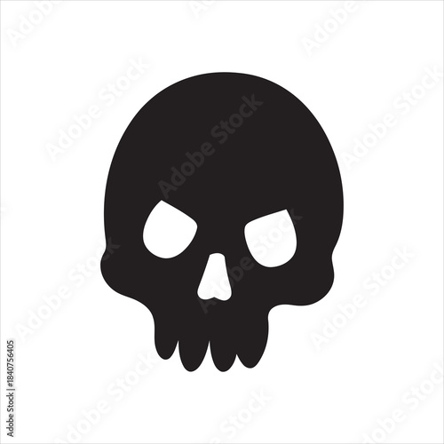 Skull Icon – Simple Cartoon Skull Silhouette Vector Illustration
