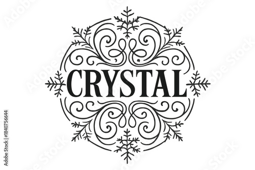 Elegant Geometry Lettering. Crystal Geometry ? Flourish Lettering with elegant symmetrical swashes and curls