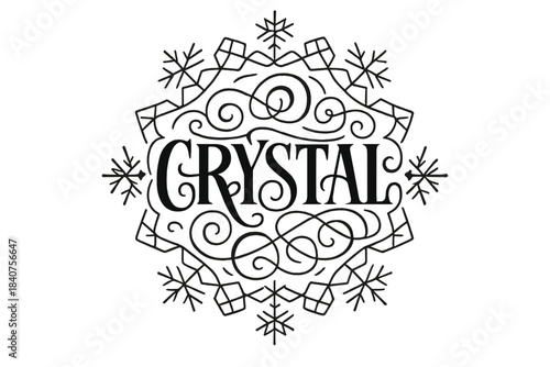 Elegant Geometry Lettering. Crystal Geometry ? Flourish Lettering with elegant symmetrical swashes and curls