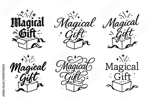 Magical Calligraphy Styles. Magical Gift. Create a calligraphy lettering illustration of the phrase: Magical