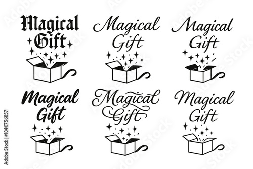 Magical Calligraphy Styles. Magical Gift. Create a calligraphy lettering illustration of the phrase: Magical