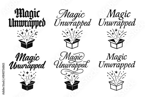 Magic Unwrapped Styles. Magic Unwrapped. Create a calligraphy lettering illustration of the phrase: Magic