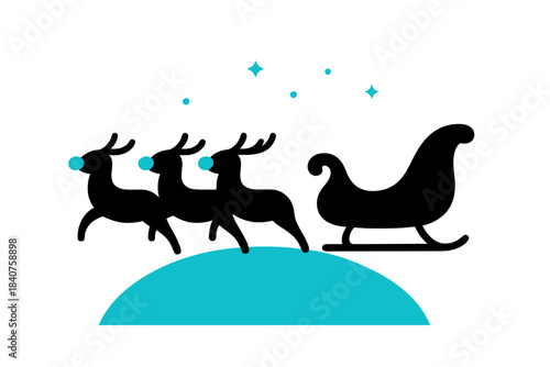 Sleek Santa Sleigh. Santa Sleigh. Flat minimalist vector illustration of Santa Sleigh. Smooth curved