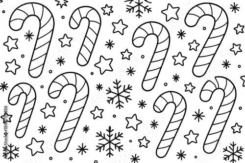 Candy Cane Coloring Fun. Candy cane patterns children?s coloring book illustration, outlined drawing,