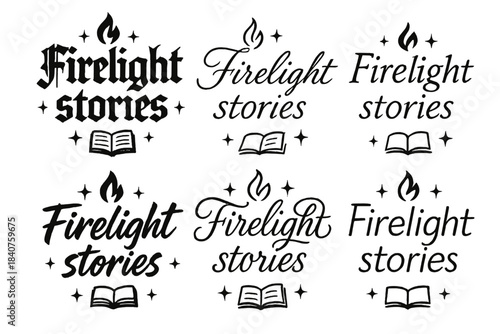 Firelight Stories Calligraphy. Firelight stories. Create a calligraphy lettering illustration of the phrase: