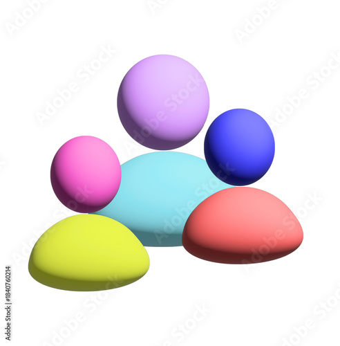 3D Vector Group People Icon Teamwork Users Social Network Community