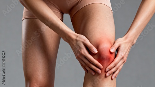 Close up of person having leg cramp and muscle strain