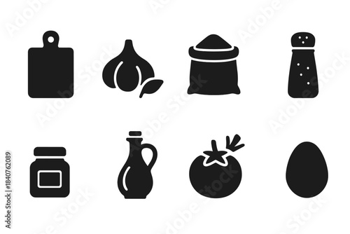 Cooking, kitchen silhouette icon set. Culinary, food preparation icons silhouette collection