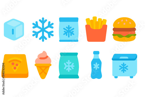 Fast food 3d icon set. Burgers, fries, pizza and snacks icons in vibrant 3d style