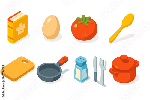 “Cooking, kitchen 3d icon set. Recipe, utensils, ingredients, cooking tools 3d collection”