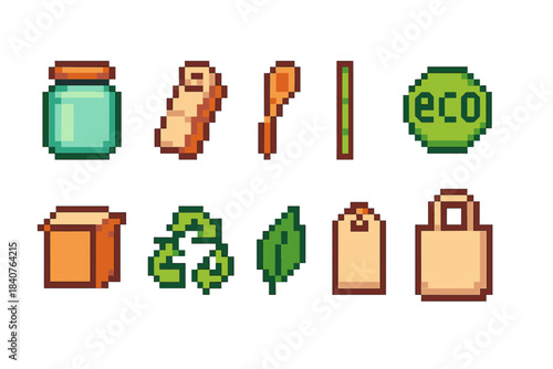 Eco-friendly line icon set. Sustainability, green living, recycling, zero waste icons.