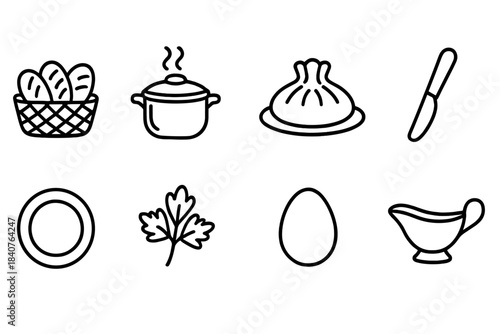 Kitchen, cooking linear icon set. Culinary, utensils, food, recipe icons collection