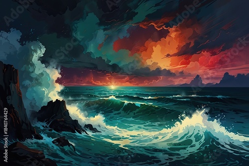 Wave sea landscape background 