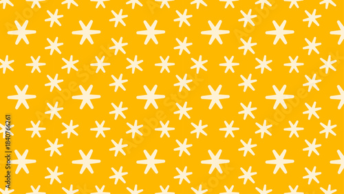 Geometric star motif on simple yellow canvas. Ideal for Christmas packaging, winter prints, scrapbooking, wallpapers and cozy festive design.