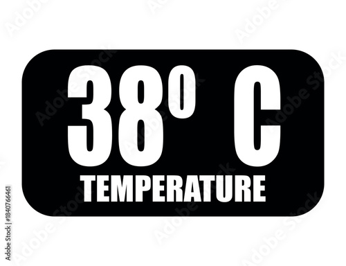 38° C. Temperature degrees celsius vector isolated on white background