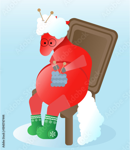 Cute Christmas Grandma Horse Character Vector