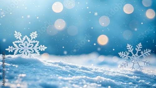 Wallpaper Mural Beautiful Blue Winter Background Snowflakes and Bokeh Effect Torontodigital.ca