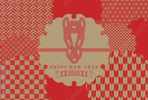 おしゃれシンプルな2026年午年年賀状
