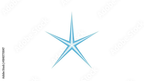 A stylized five pointed starburst graphic with sharp points and layered blue and white lines radiating outwards isolated on white background