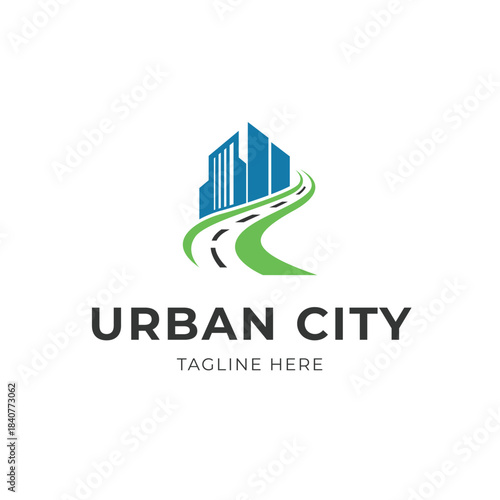 road building urban city logo design concept idea
